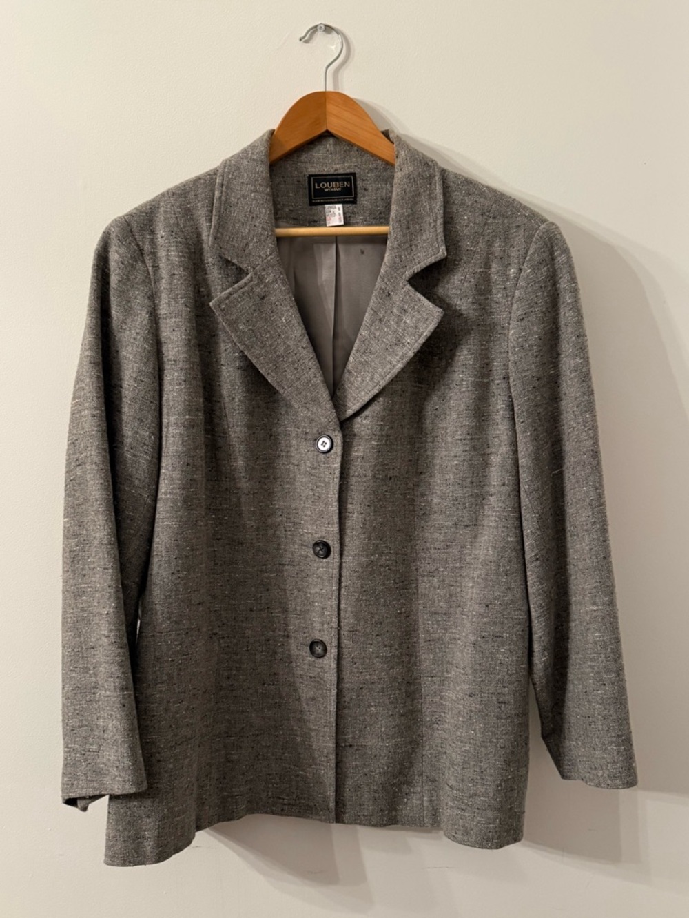 Louben Women’s Gray Tweed Single-Breasted Blazer